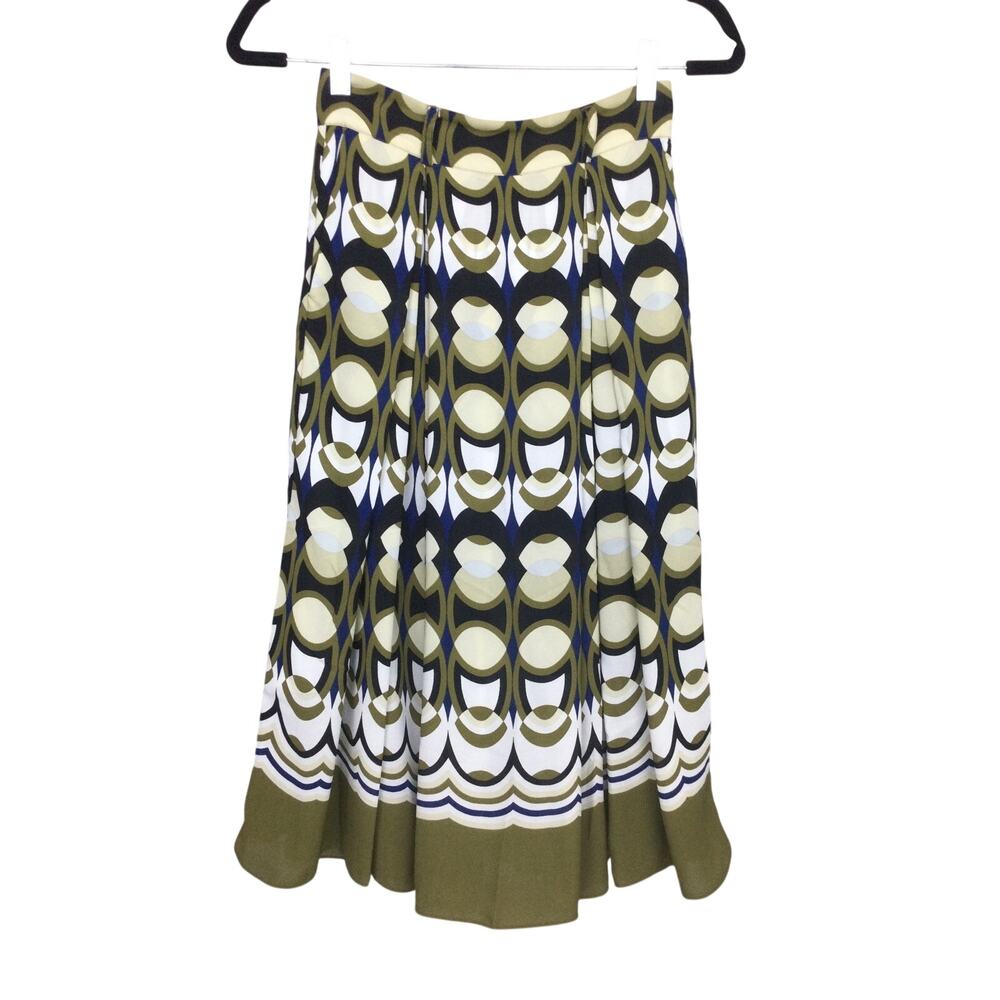 H&M Pleated Feminine Geometric Flowy Belted Front Pockets Lined Midi Skirt 4